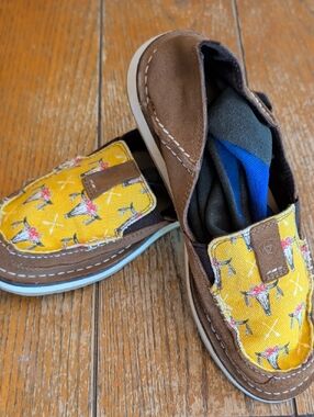 Ariat Brown Suede & Yellow Floral Slip-On Loafers